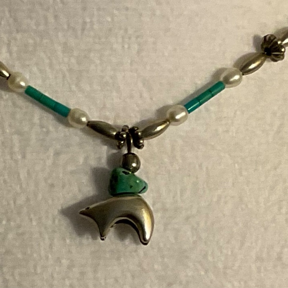 Southwest Style Handmade Sterling Silver and beaded Necklace - Picture 6 of 8